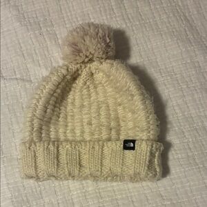 The North Face Ivory Knit Pom-Pom Beanie